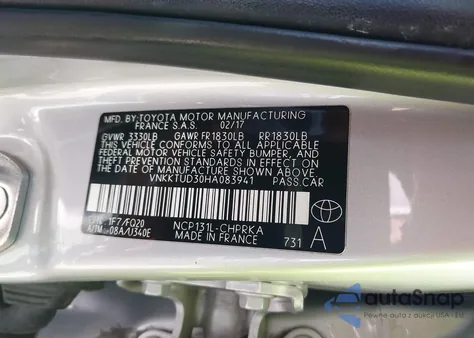 2017 Toyota Yaris L z USA, uszkodzony, nr VIN VNKKTUD30HA083941